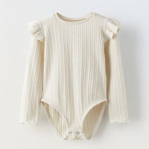 Zara - RIBBED BODYSUIT WITH RUFFLES